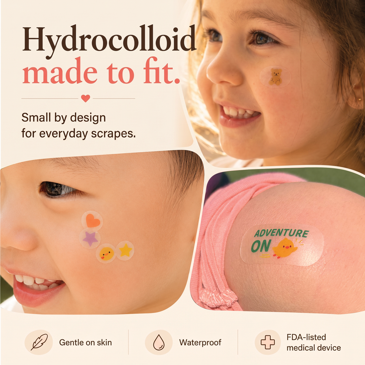 MoistureBand Hydrocolloid Bandages for Kids (35 Count)