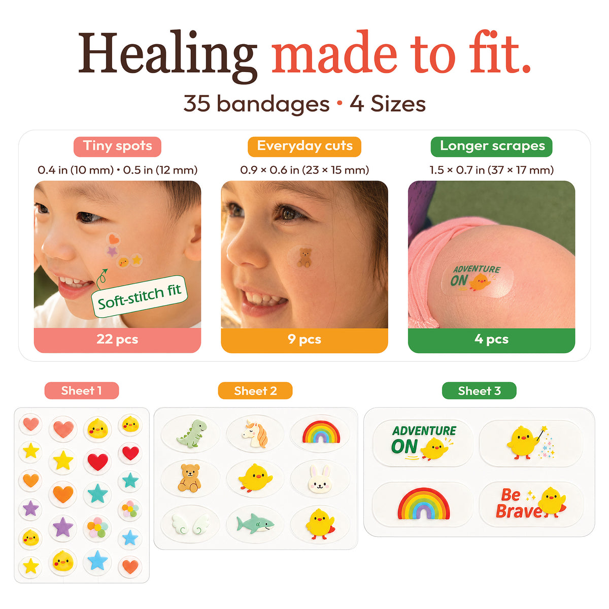 MoistureBand Hydrocolloid Bandages for Kids (35 Count)