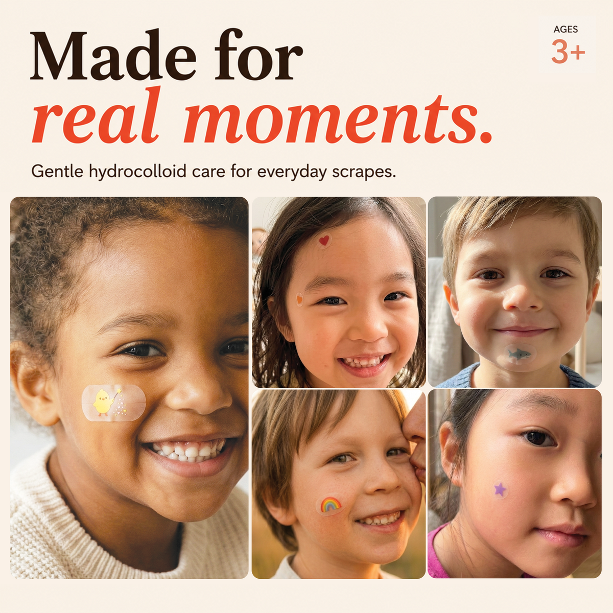 MoistureBand Hydrocolloid Bandages for Kids (35 Count)