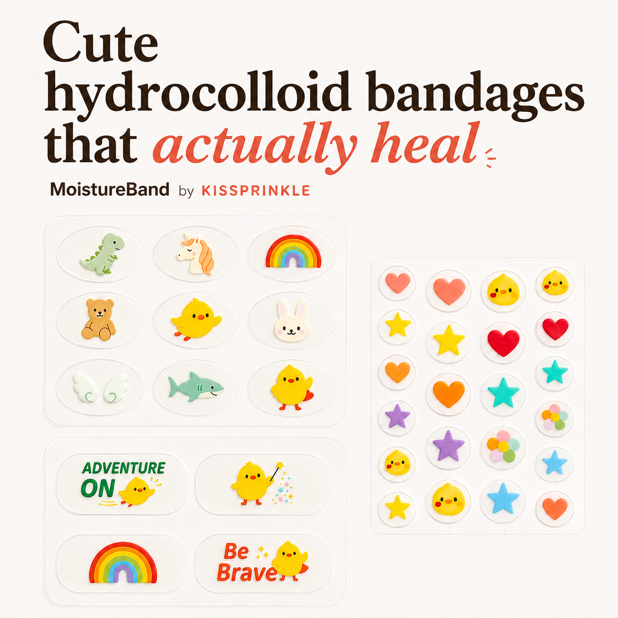 MoistureBand Hydrocolloid Bandages for Kids (35 Count)