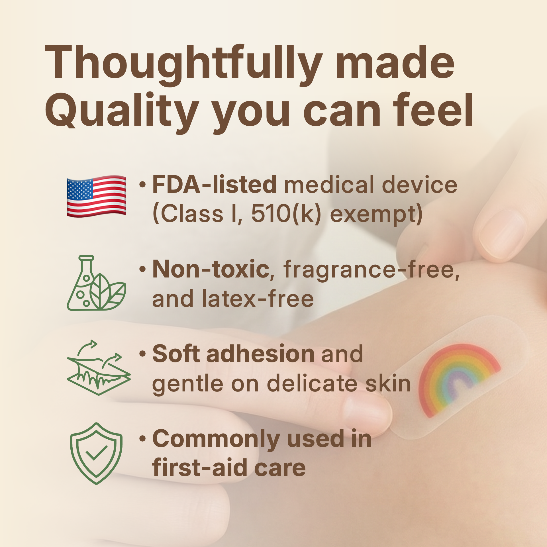 Hydrocolloid bandage for kids made with gentle materials for sensitive skin