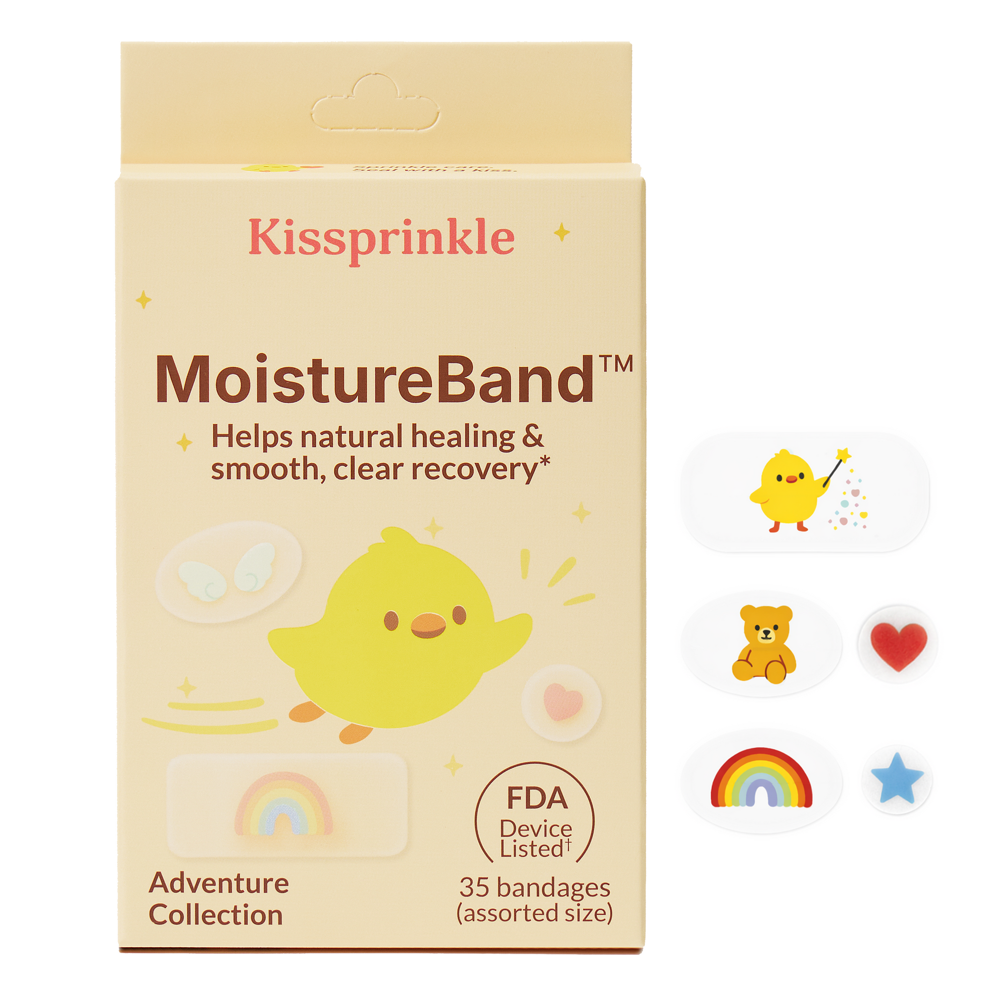 MoistureBand hydrocolloid bandage for kids package designed for minor cuts and scrapes